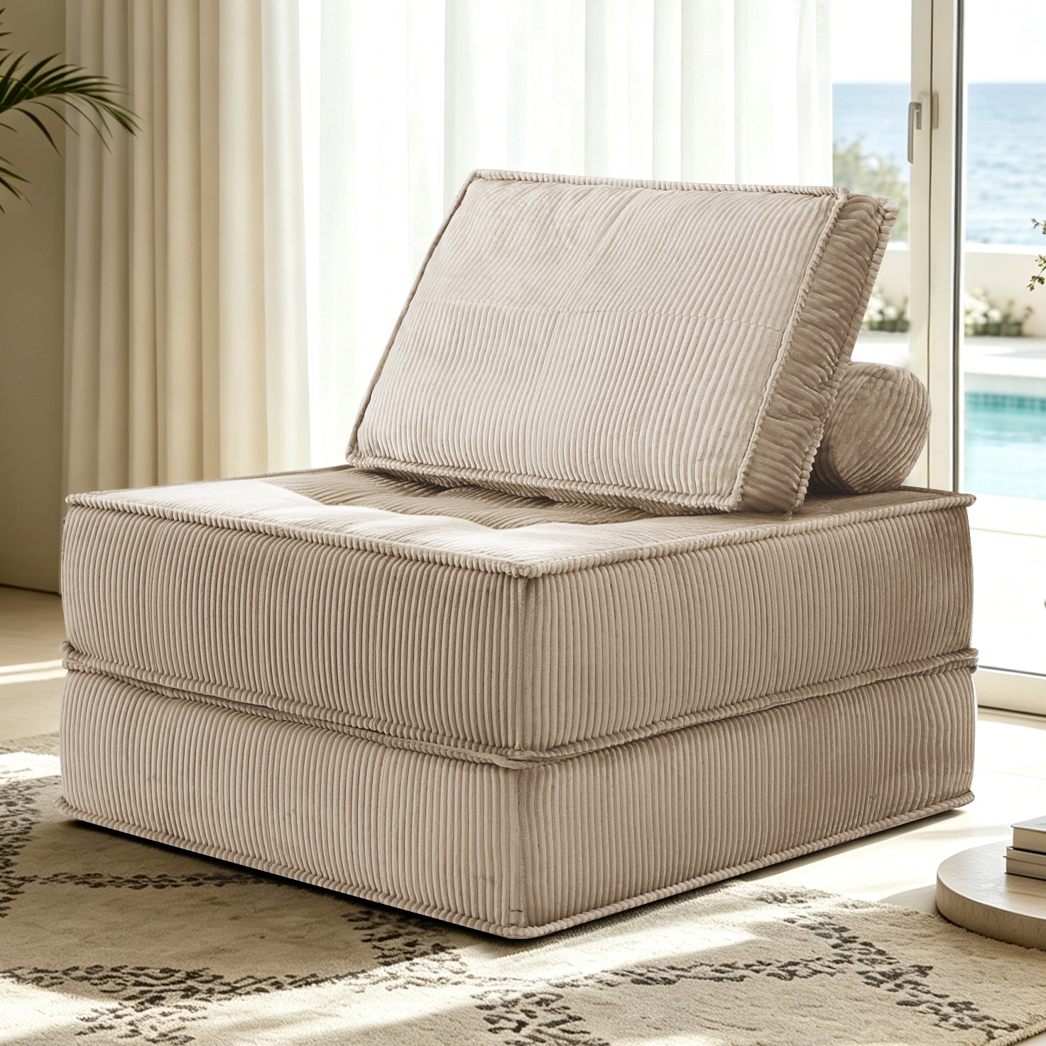 66.9 Inch Modular Sofa, Single Seater, Double-layer Multi-combination, Skin-friendly Fabric, DIY Suitable For Living Rooms, Study Rooms, Bedrooms, And Other Spaces. CAMEL_voghion.com